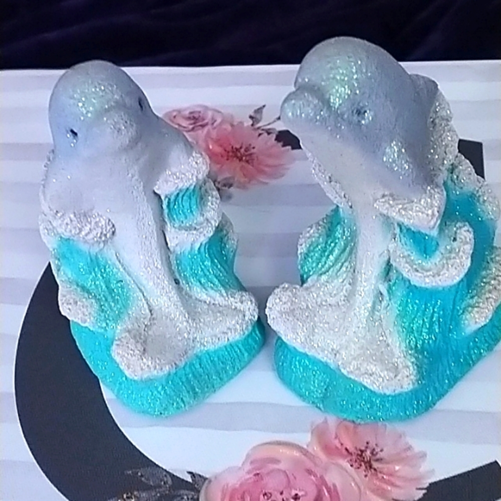 SOLD VTG Pair of Dolphin Statues